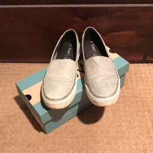 Grey melange Twill Toms slip ons